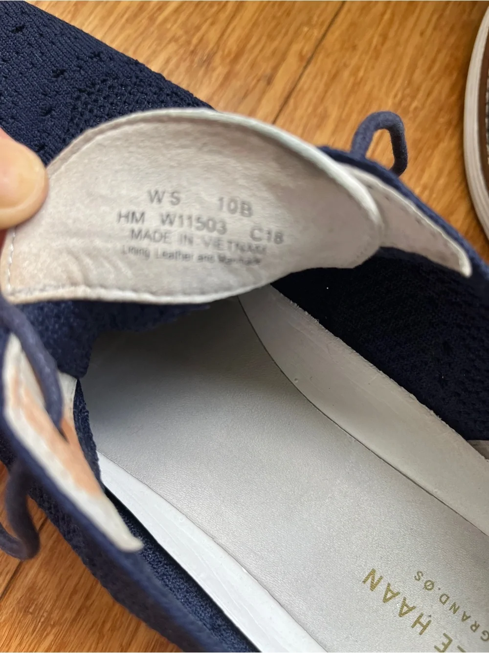 COLE HAAN WOMEN'S ZEROGRAND STITCHLITE OXFORD NAVY BLUE KNIT/WHITE W 10 B W11511